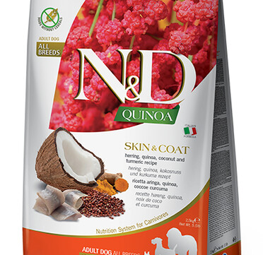 Храна за кучета N&D Quinoa Skin & Coat с херинга, кокос, киноа и куркума - 800г